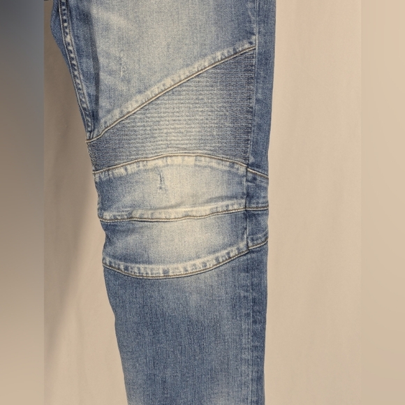 Hudson's the Blinder V2 Biker Jeans Light Blue Denim with Button Fly Size 33 - Picture 3 of 14